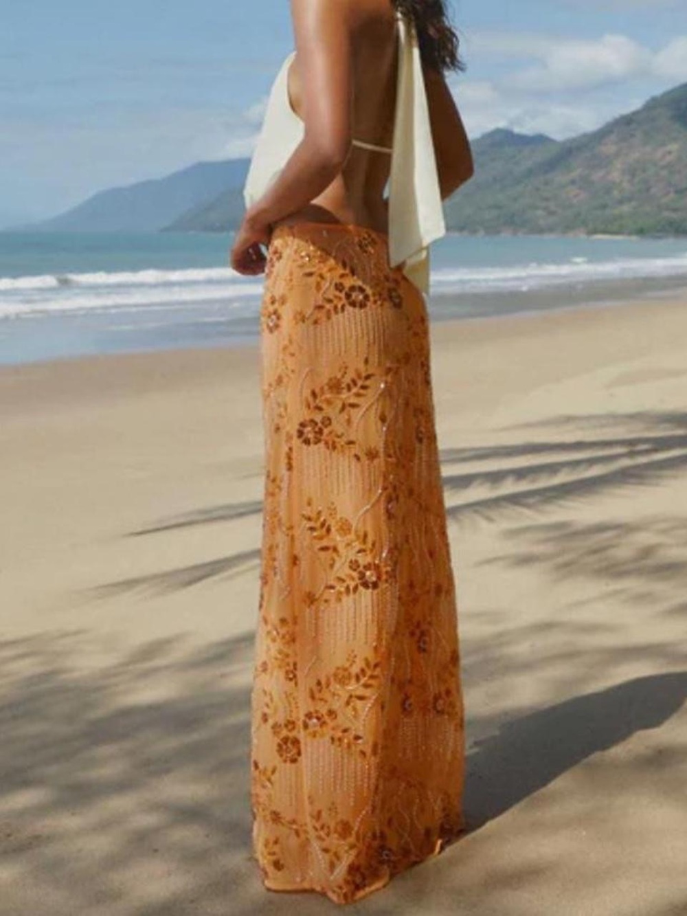 Maxi orange bejeweled skirt from Peppermayo - Picture 2 of 5